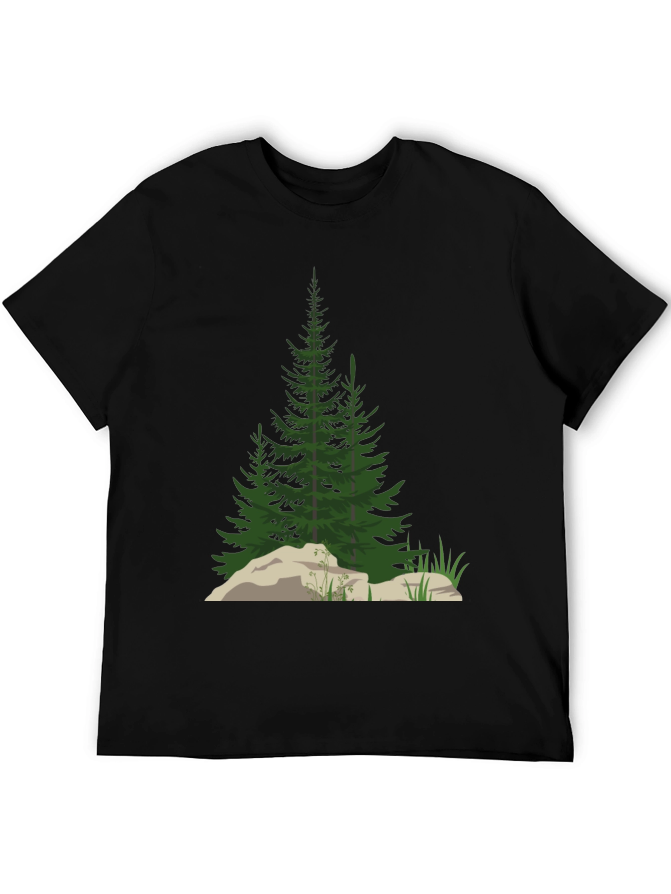 Mens Black Nature Tree Graphic T-Shirt