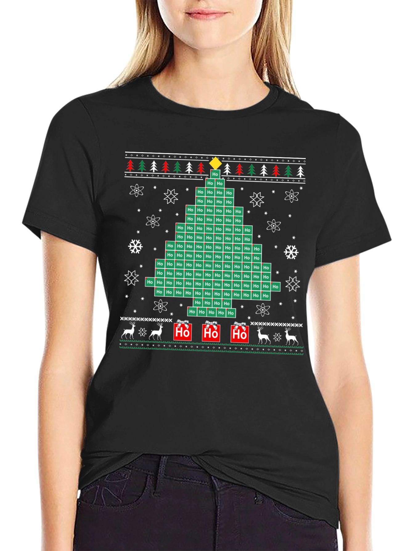 Funny Ho Chemistry Ugly Christmas Tree T-Shirt
