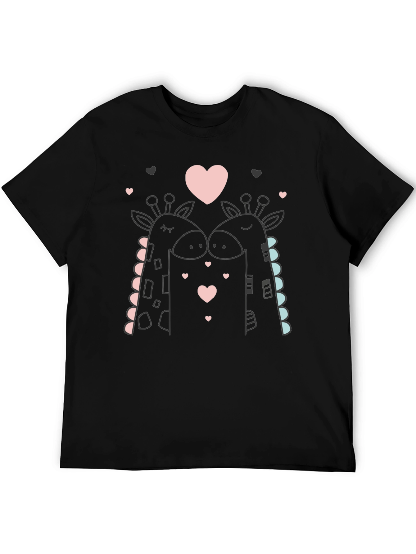 Giraffe Love Black T-Shirt