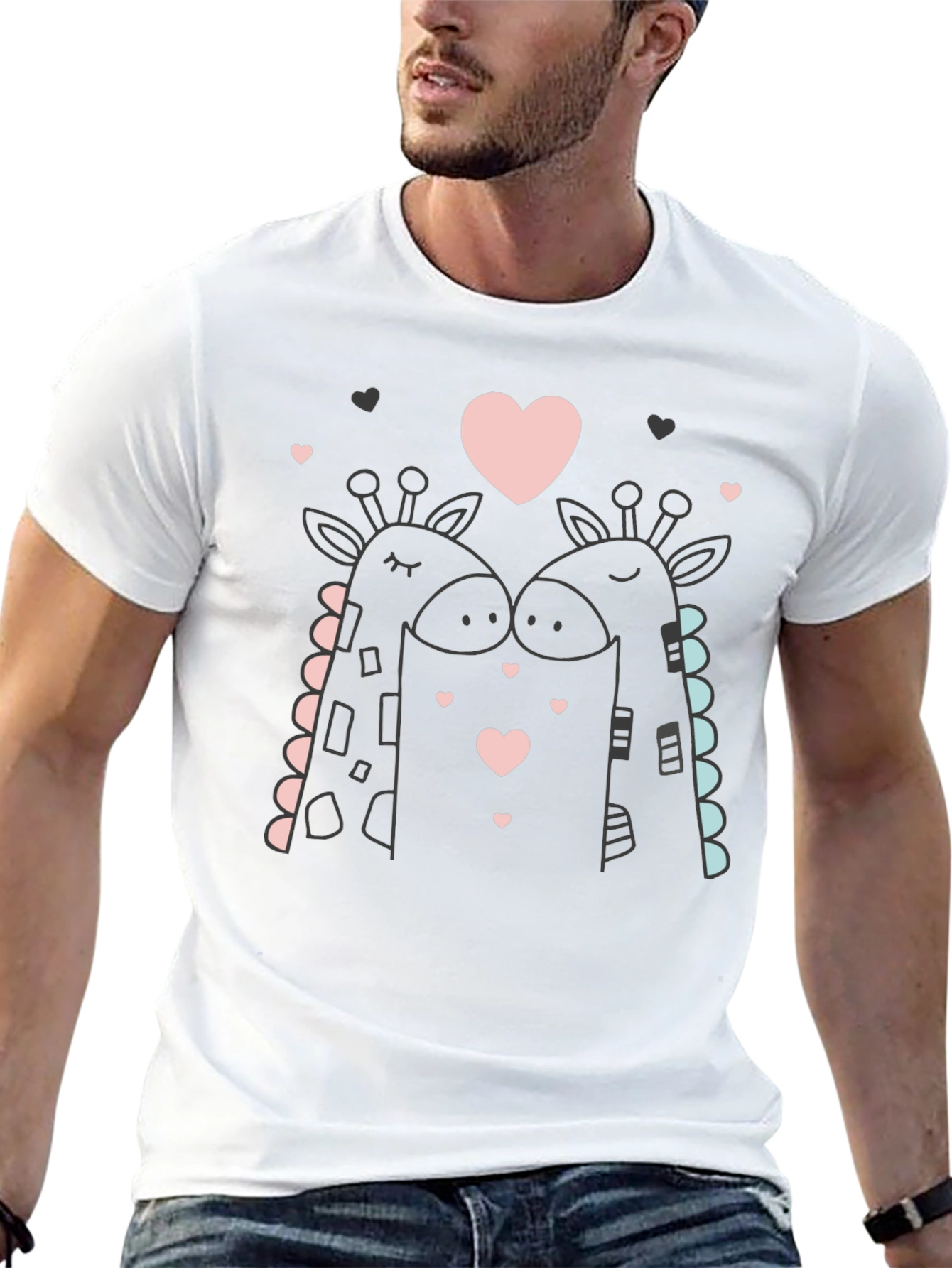 Giraffe Love Black T-Shirt