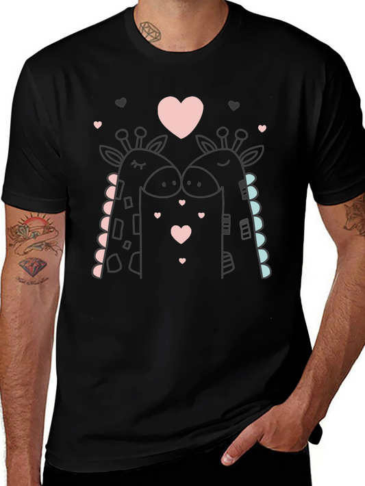 Giraffe Love Black T-Shirt