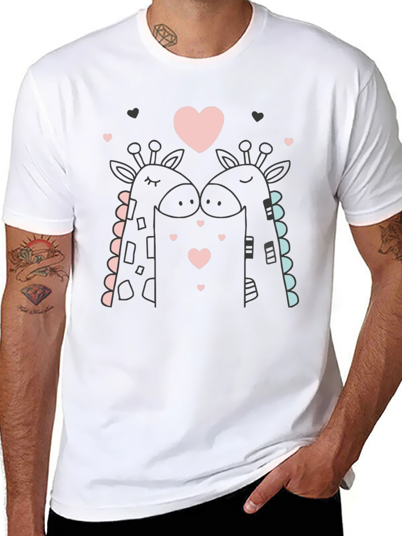 Giraffe Love Black T-Shirt