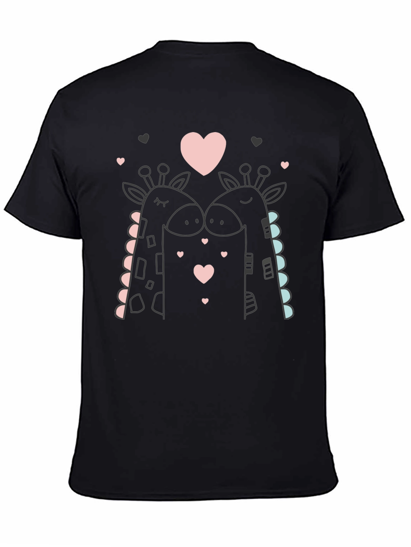 Giraffe Love Black T-Shirt