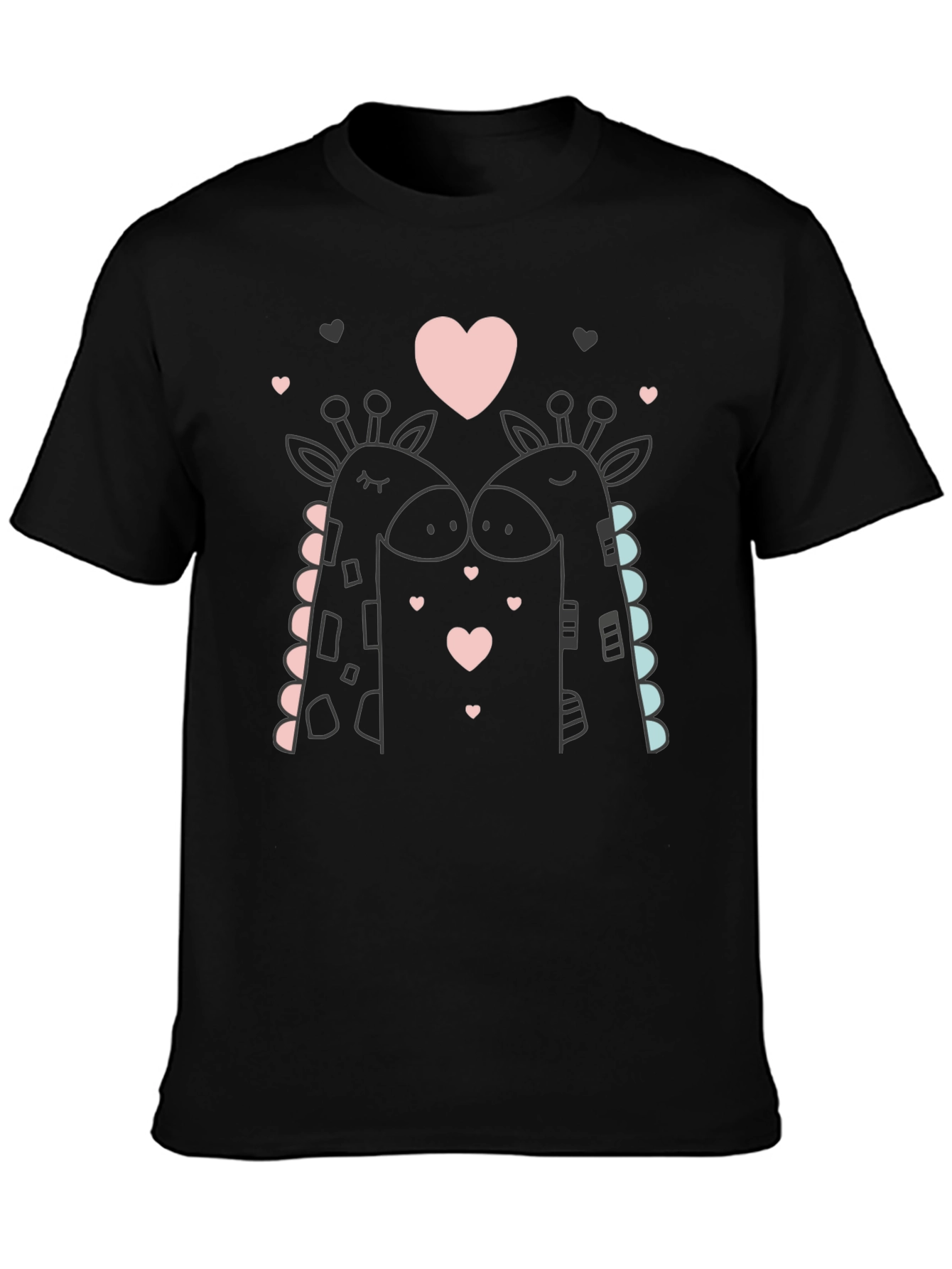 Giraffe Love Black T-Shirt