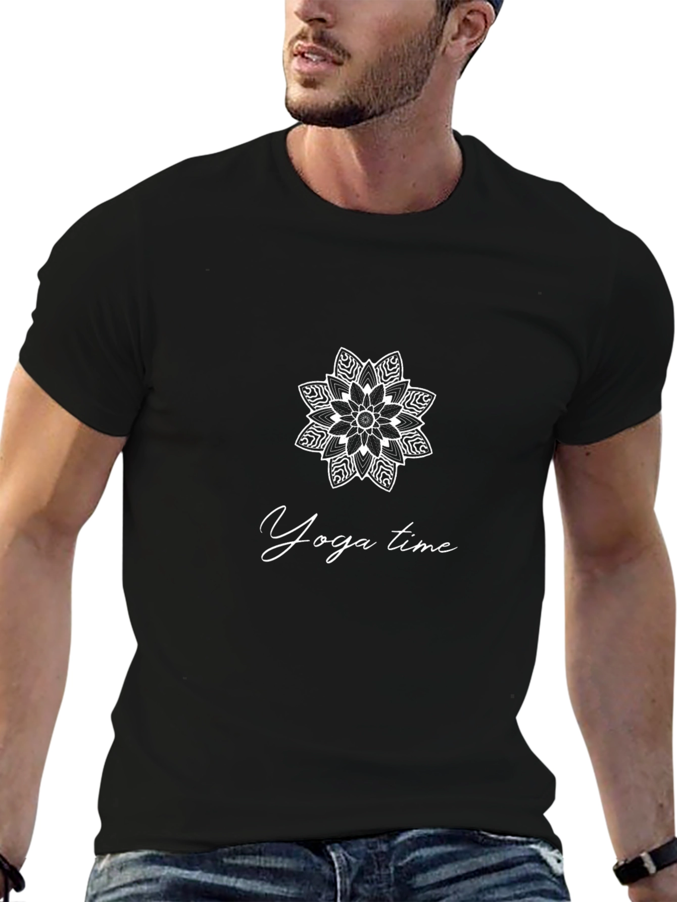 Yoga Time Black Graphic T-Shirt