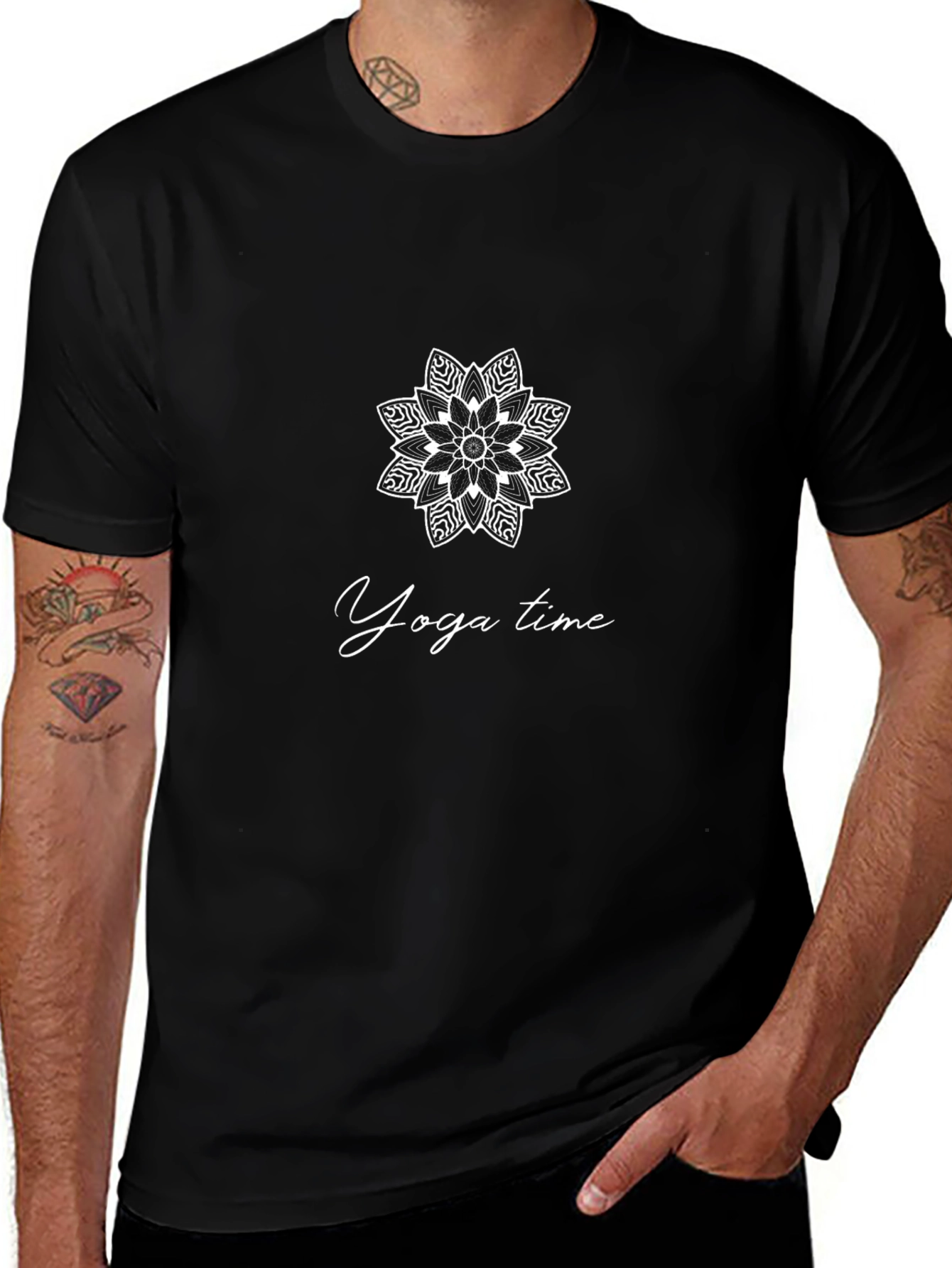 Yoga Time Black Graphic T-Shirt
