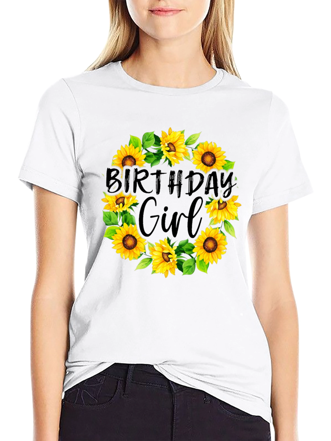 Birthday Girl Sunflower Wreath T-Shirt