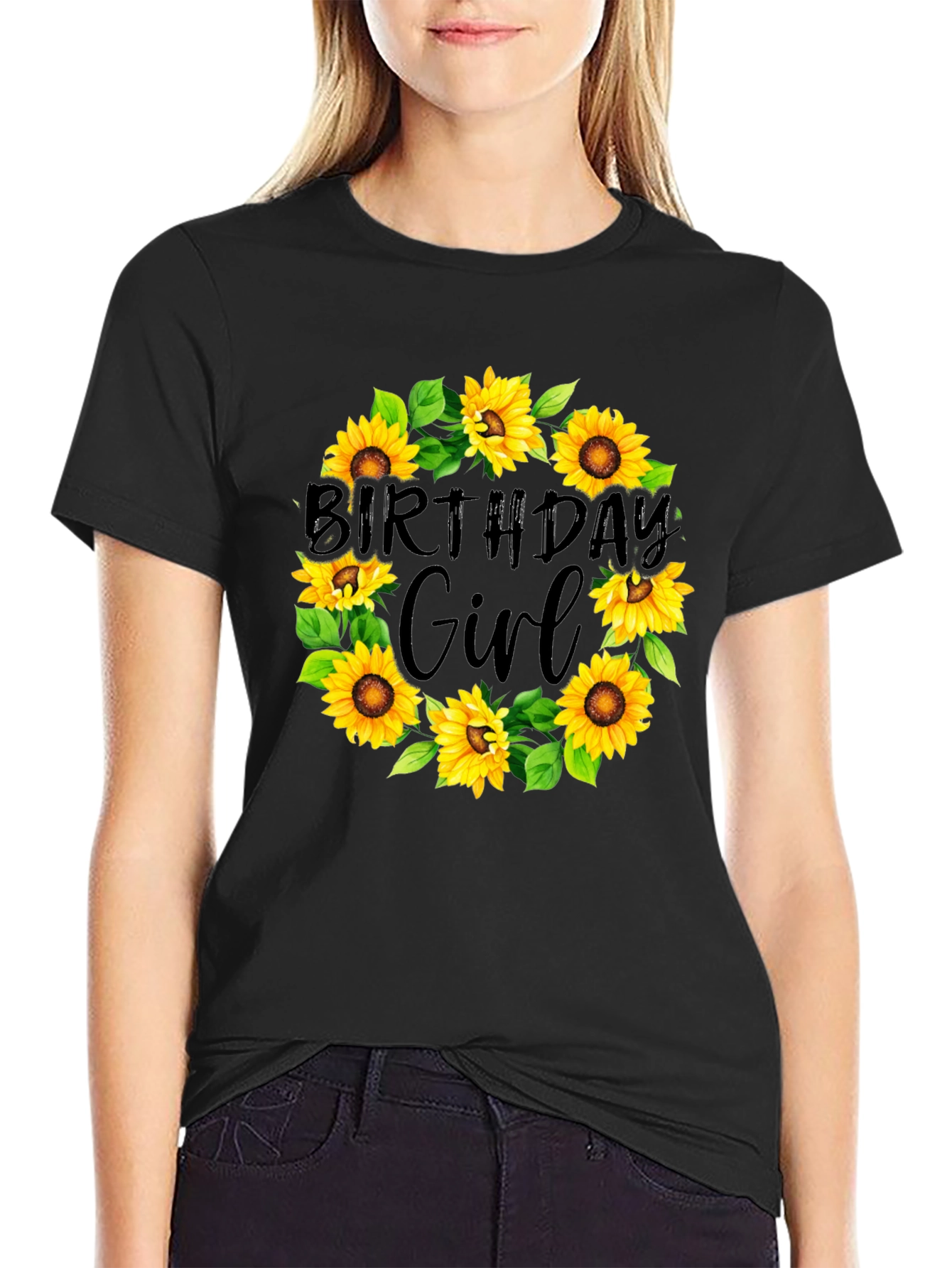 Birthday Girl Sunflower Wreath T-Shirt