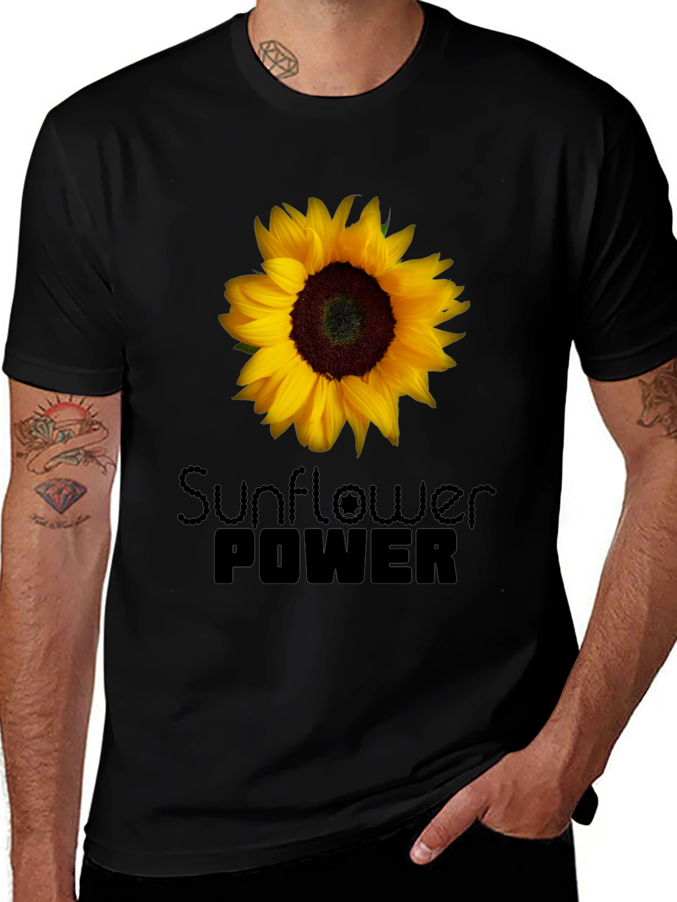 Sunflower Power Black T-Shirt