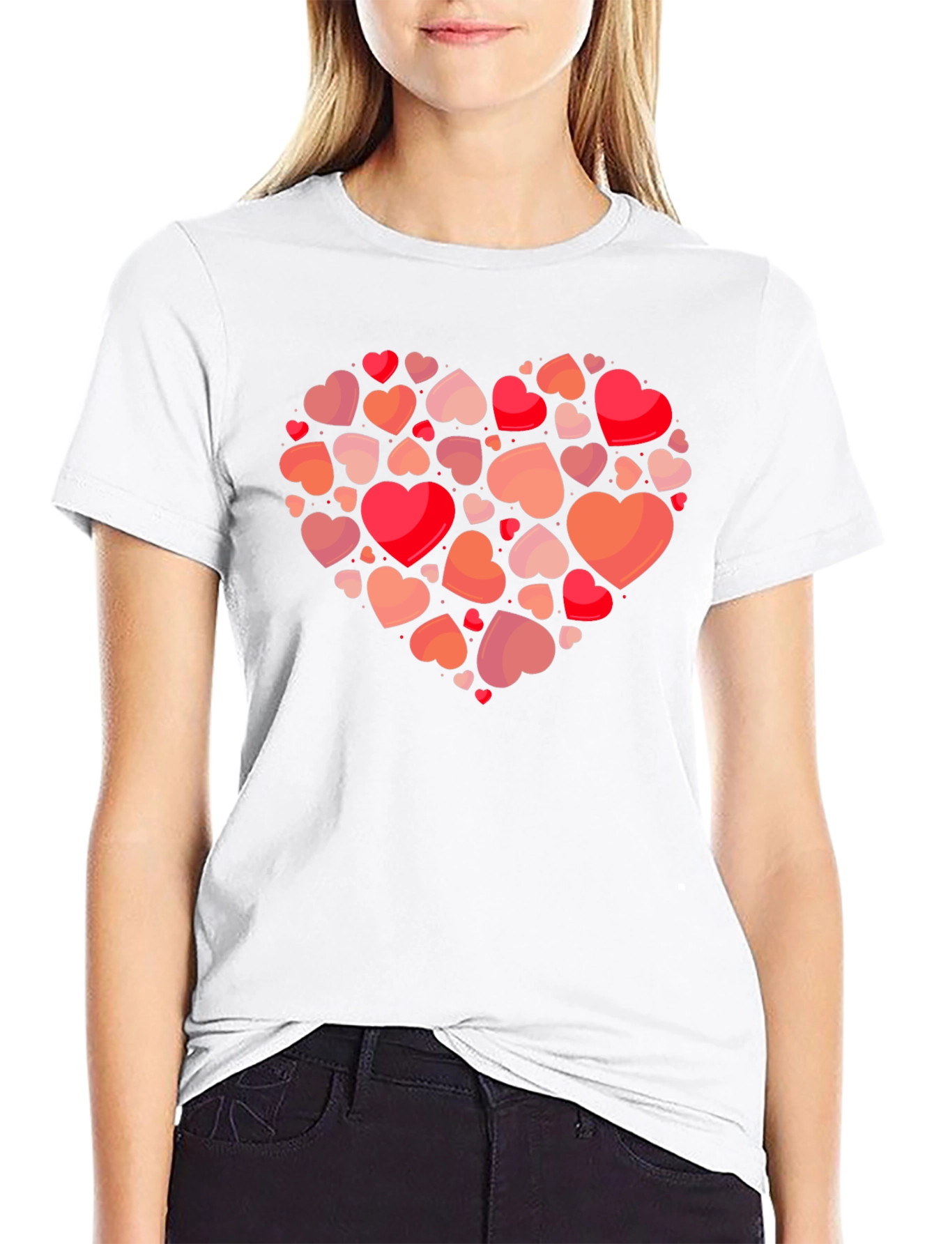 Heart Cluster Graphic Tee - Romantic Valentines Day