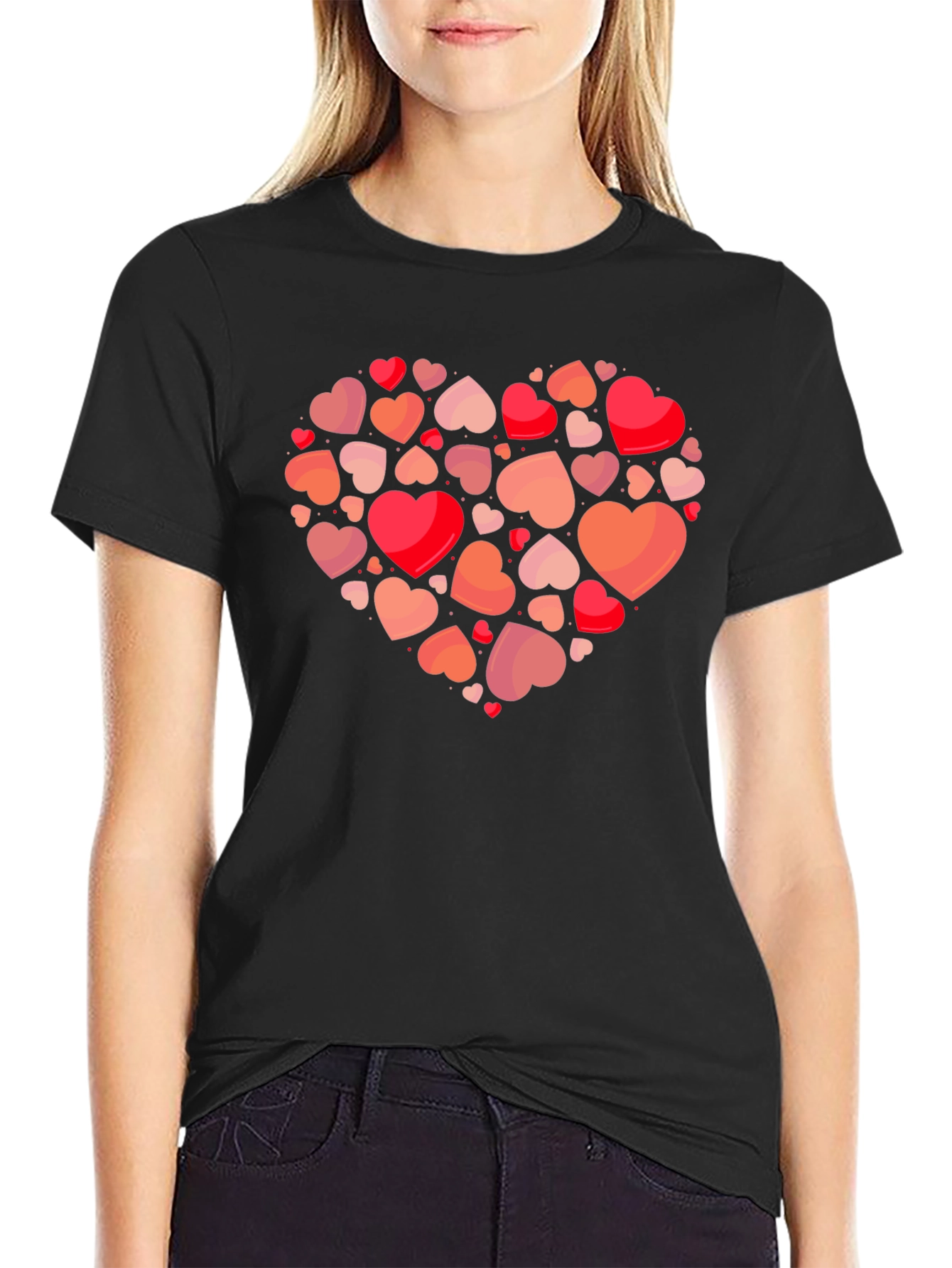 Heart Cluster Graphic Tee - Romantic Valentines Day