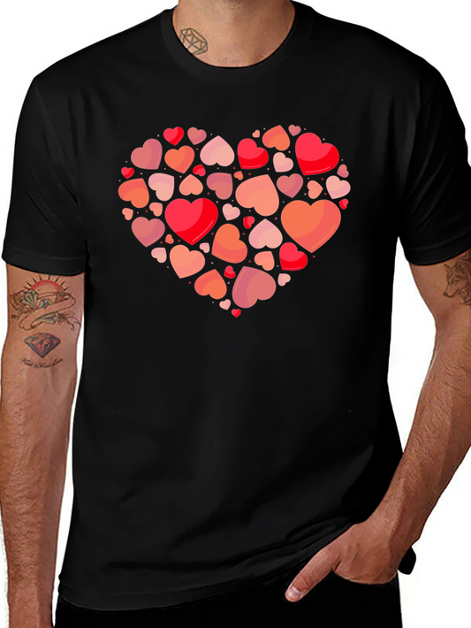 Heart Cluster Graphic Tee - Romantic Valentines Day