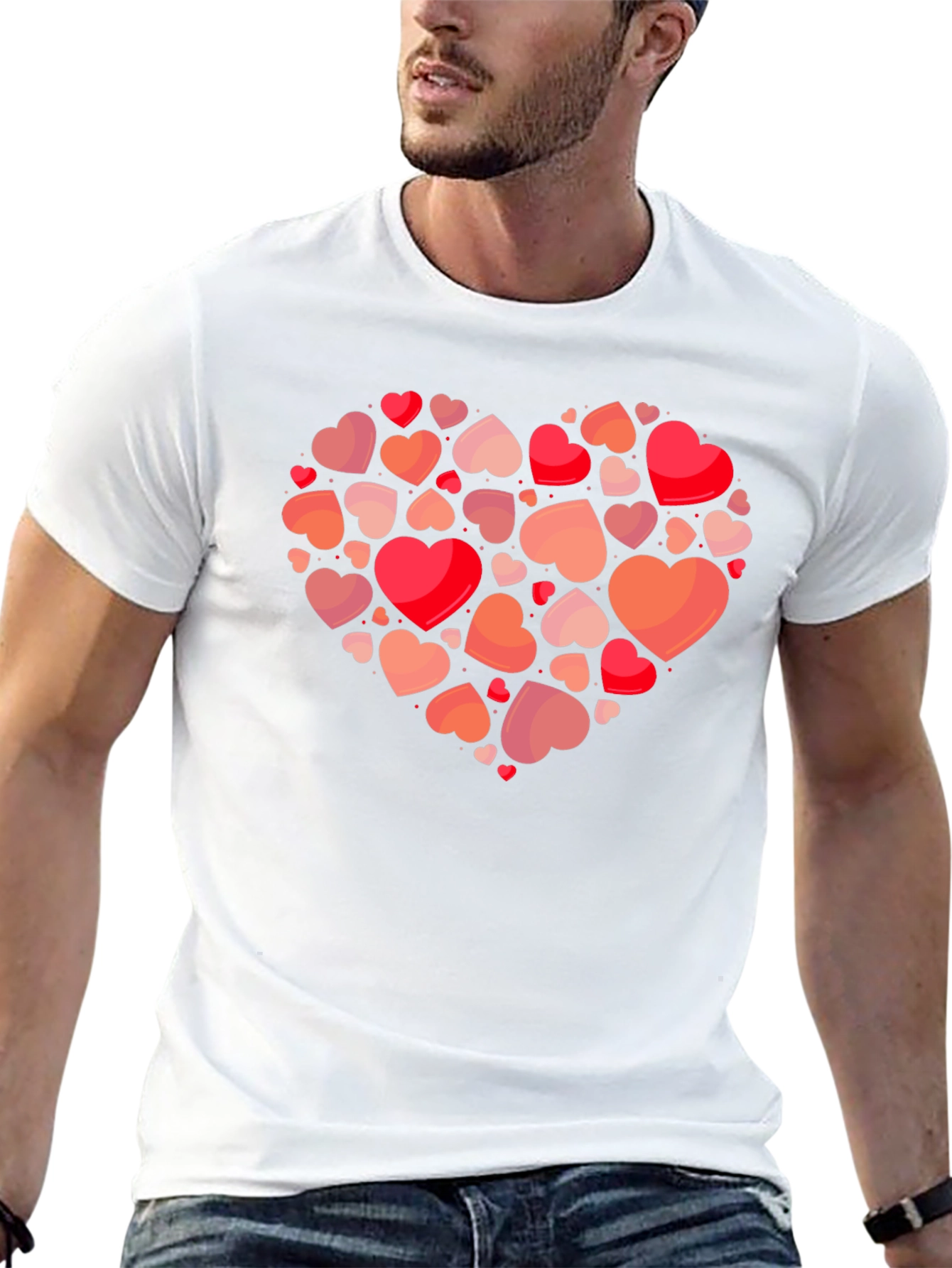 Heart Cluster Graphic Tee - Romantic Valentines Day