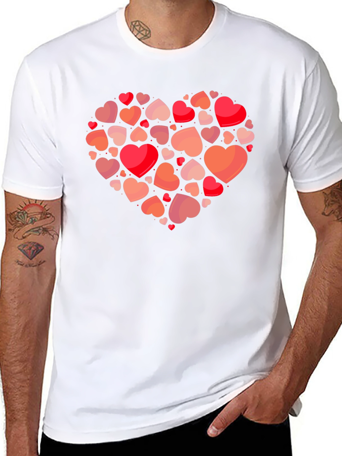 Heart Cluster Graphic Tee - Romantic Valentines Day