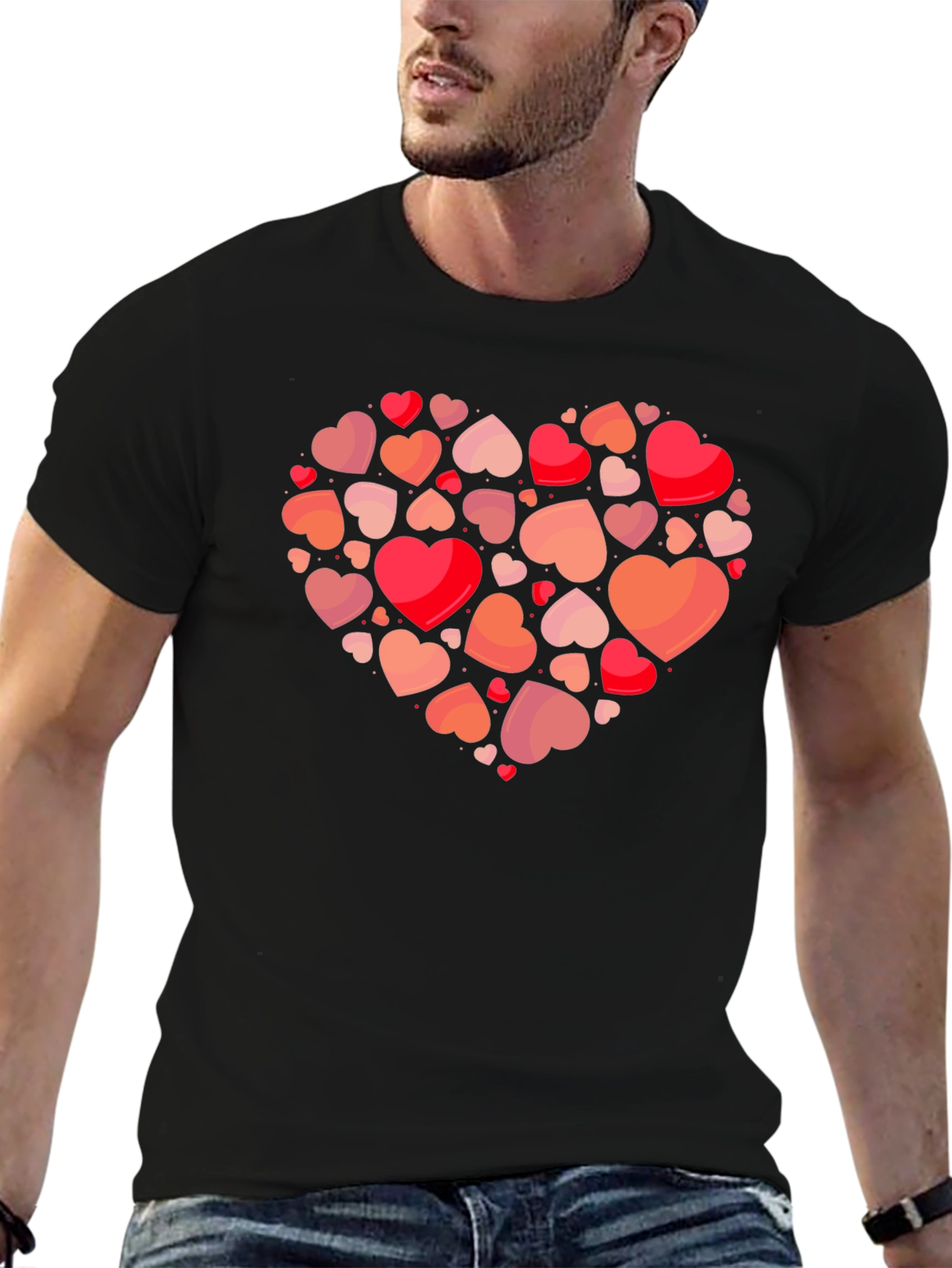 Heart Cluster Graphic Tee - Romantic Valentines Day