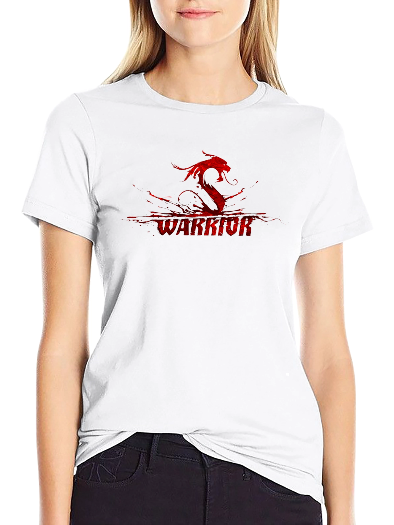 Warrior Dragon Graphic Black T-Shirt