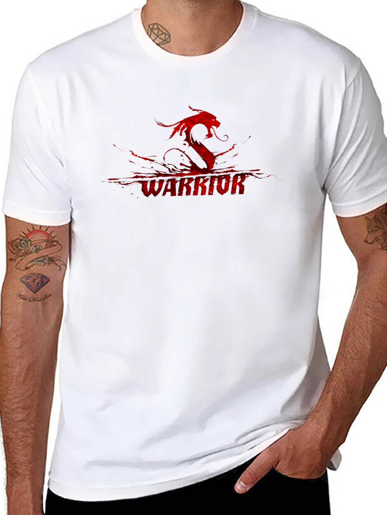 Warrior Dragon Graphic Black T-Shirt