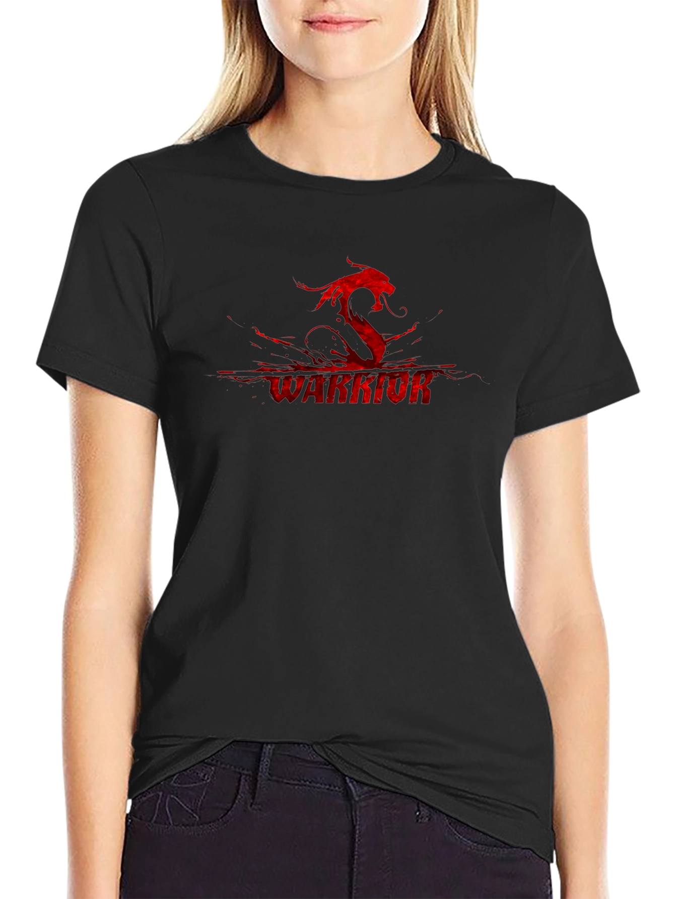 Warrior Dragon Graphic Black T-Shirt
