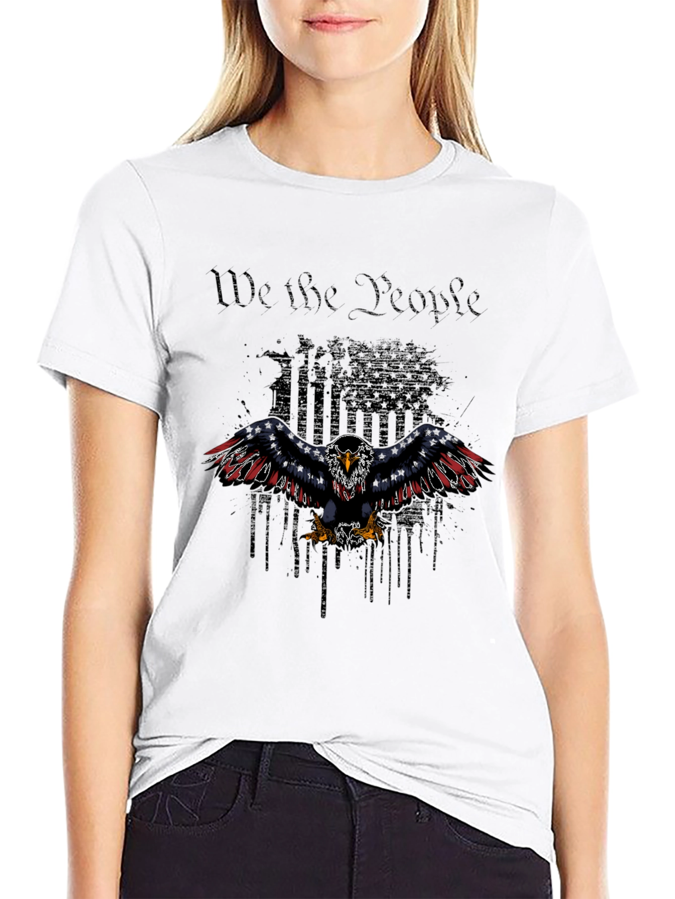 Patriotic Eagle We the People Graphic T-Shirt
