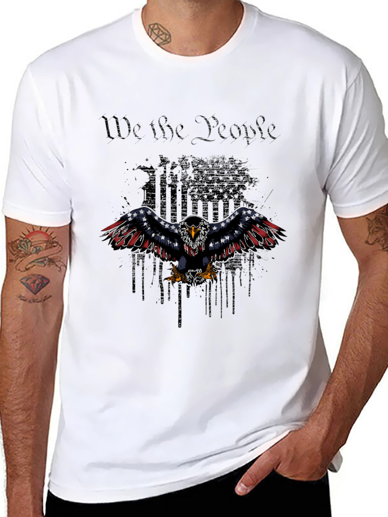 Patriotic Eagle We the People Graphic T-Shirt