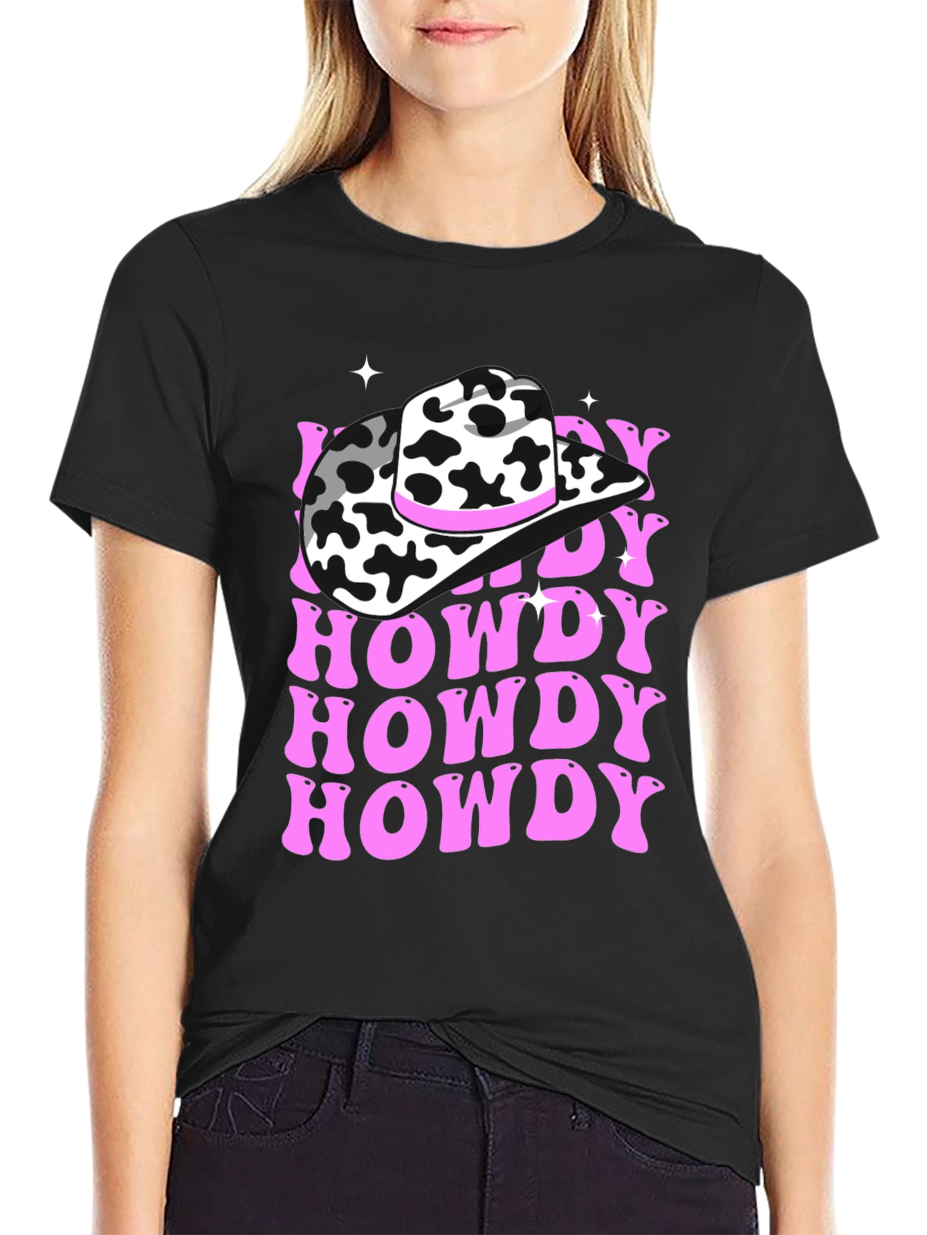 Howdy Cow Print T-Shirt Western Graphic Tee