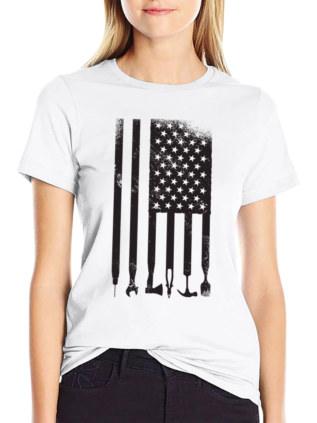 American Flag Tools Black T-Shirt