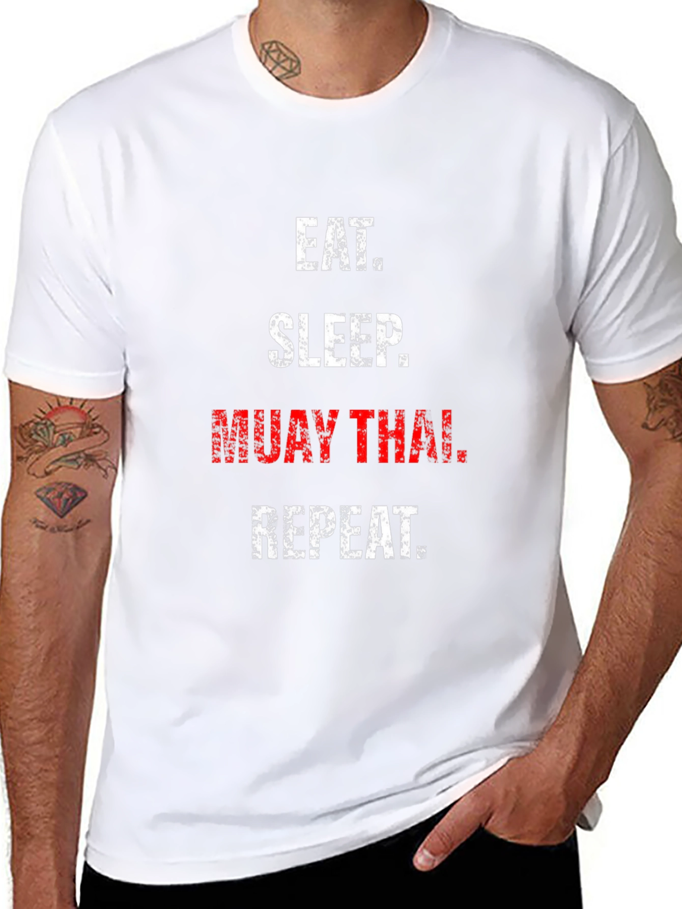Eat Sleep Muay Thai Repeat Black Graphic T-Shirt