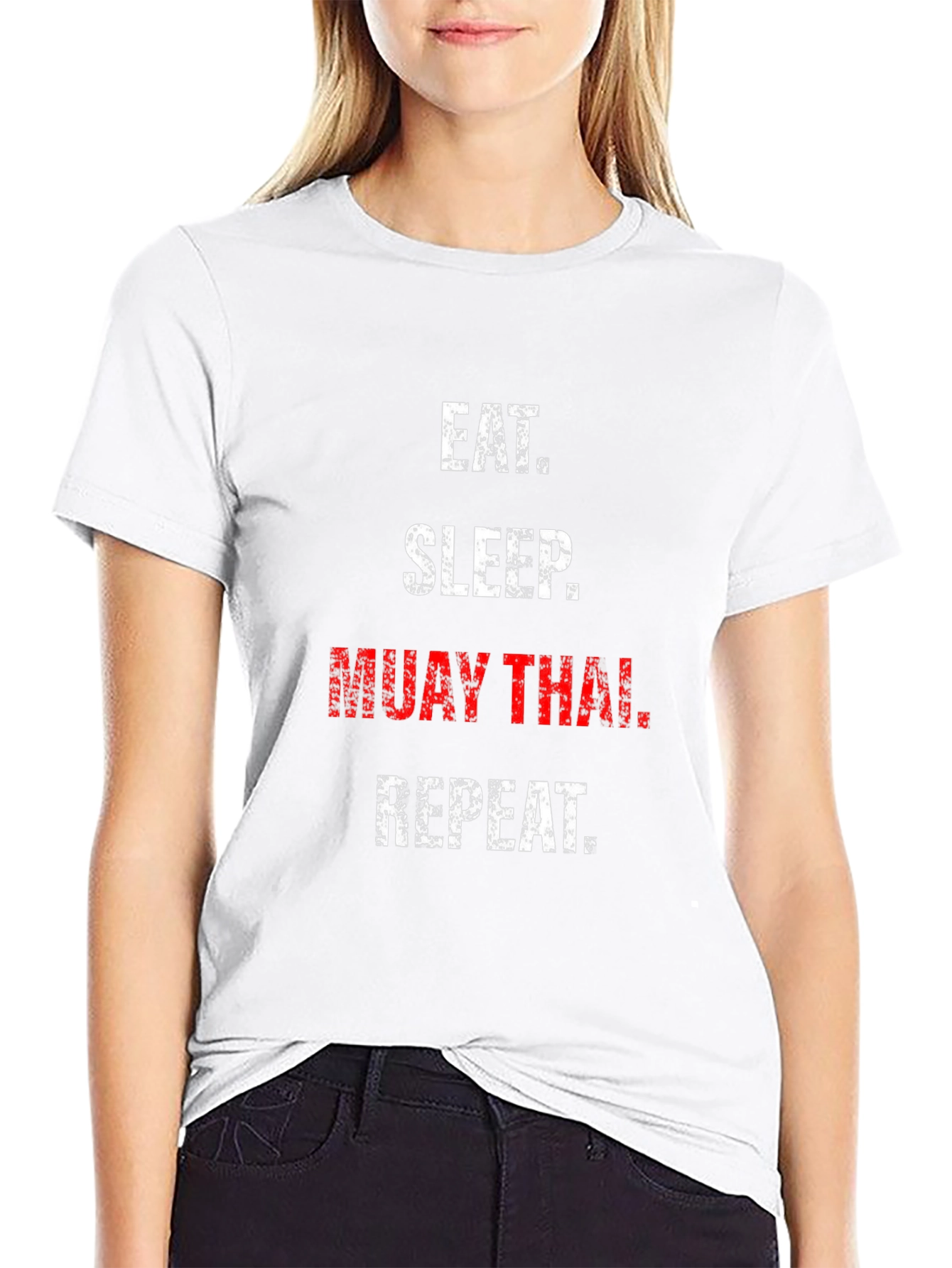 Eat Sleep Muay Thai Repeat Black Graphic T-Shirt