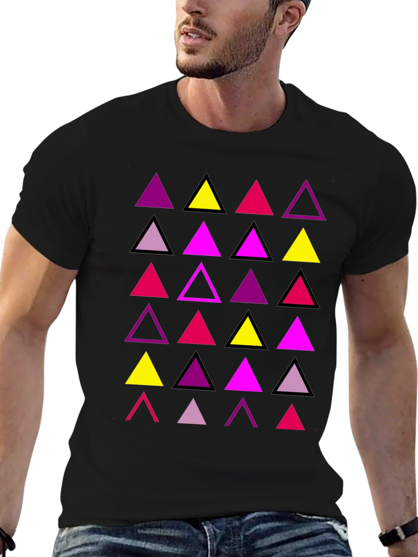 Geometric Triangle Print Mens T-Shirt
