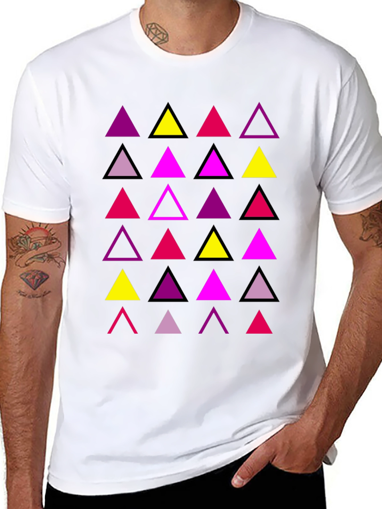 Geometric Triangle Print Mens T-Shirt