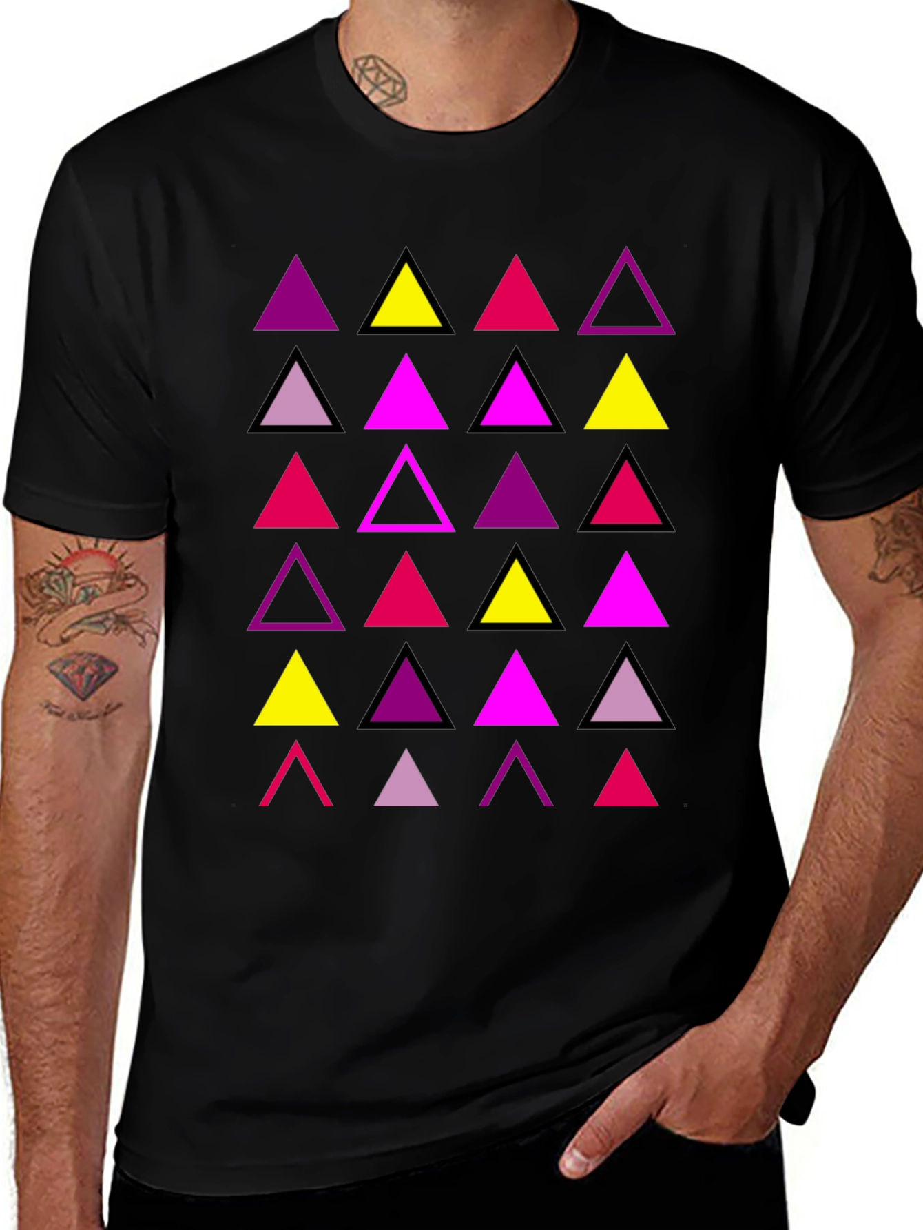 Geometric Triangle Print Mens T-Shirt