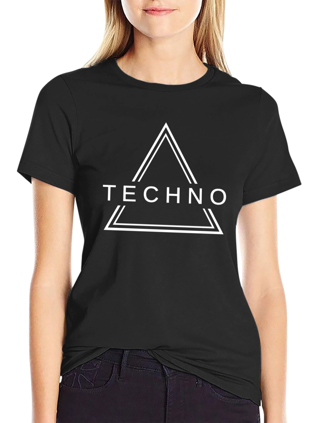 Techno Triangle Graphic Black T-Shirt