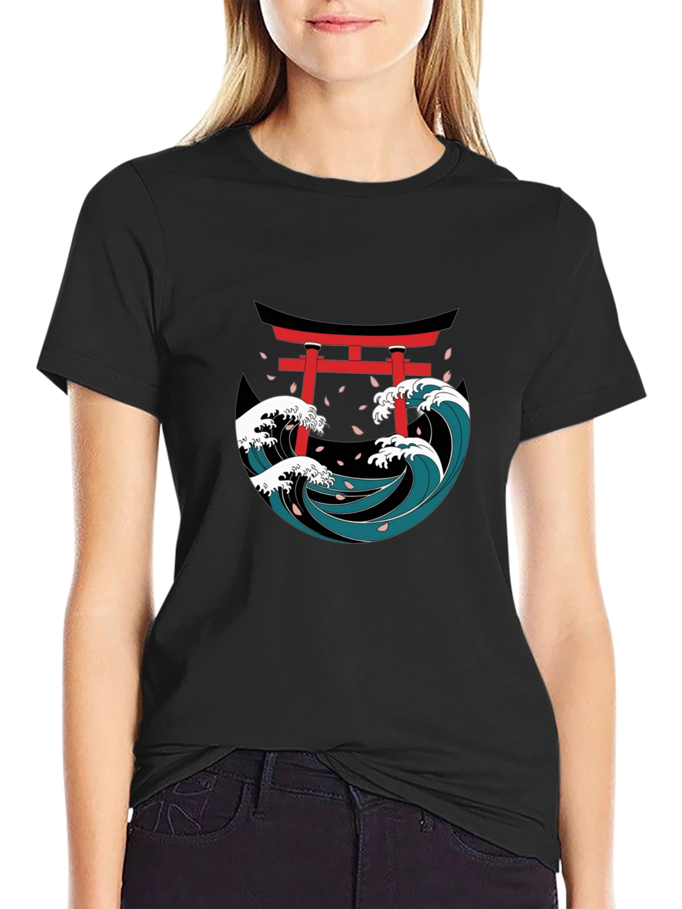 Japanese Wave Torii Gate Graphic Tee