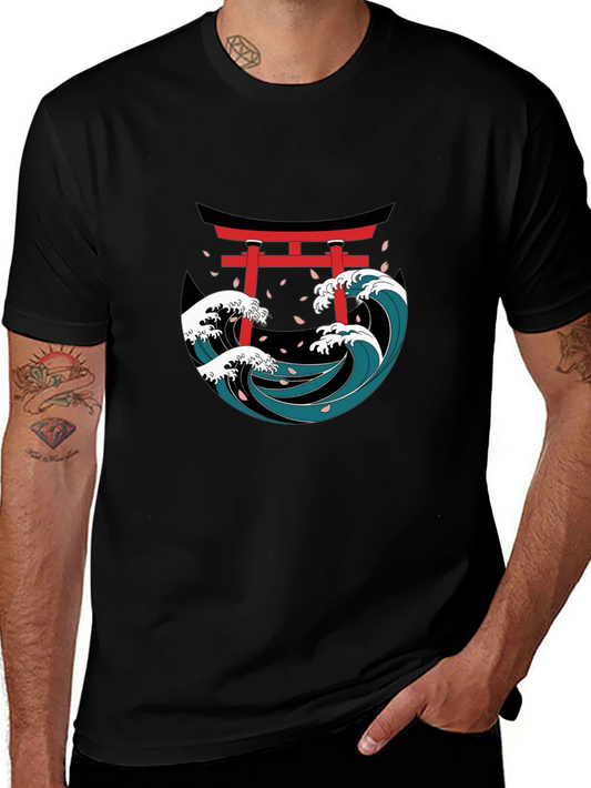 Japanese Wave Torii Gate Graphic Tee