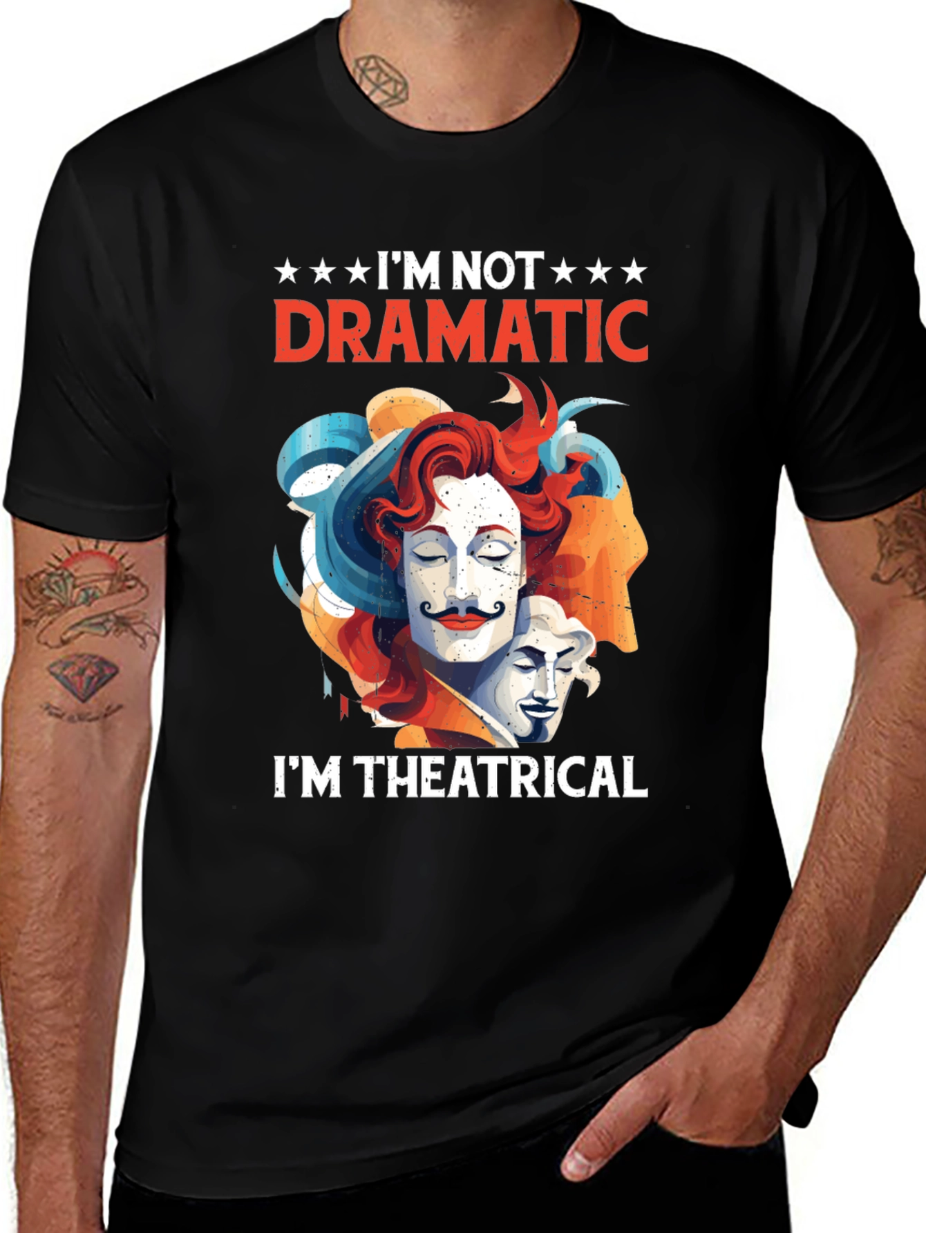 Theatrical Graphic Tee - Drama Mask T-Shirt