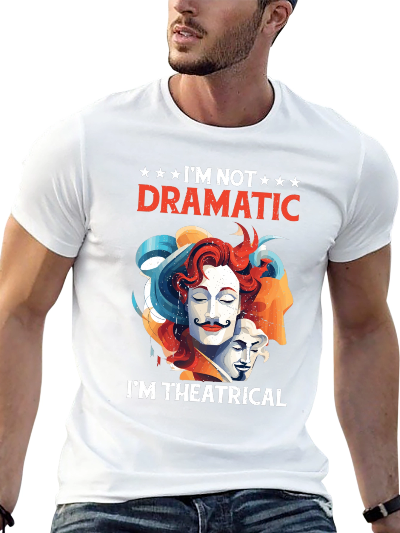 Theatrical Graphic Tee - Drama Mask T-Shirt