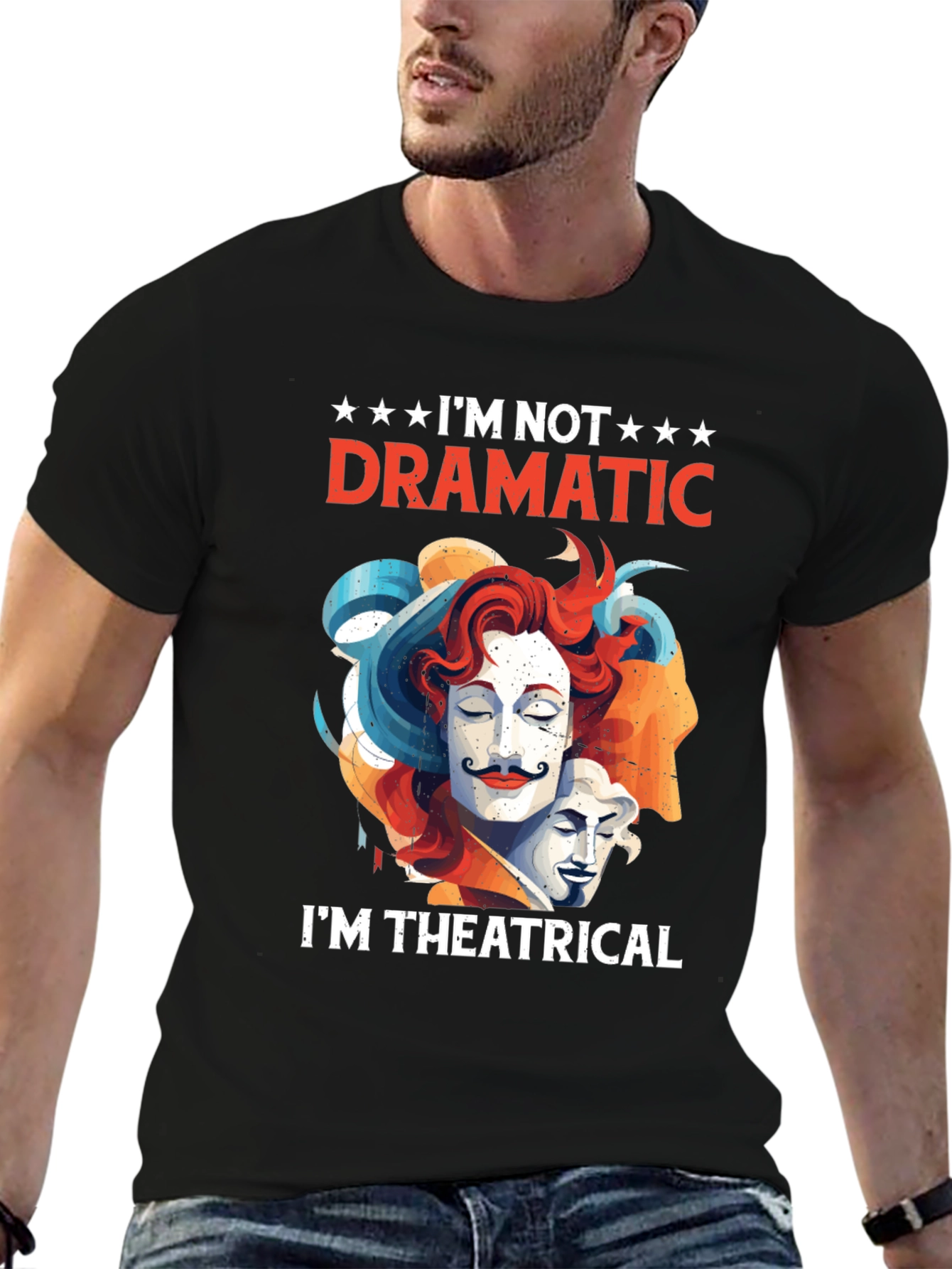Theatrical Graphic Tee - Drama Mask T-Shirt