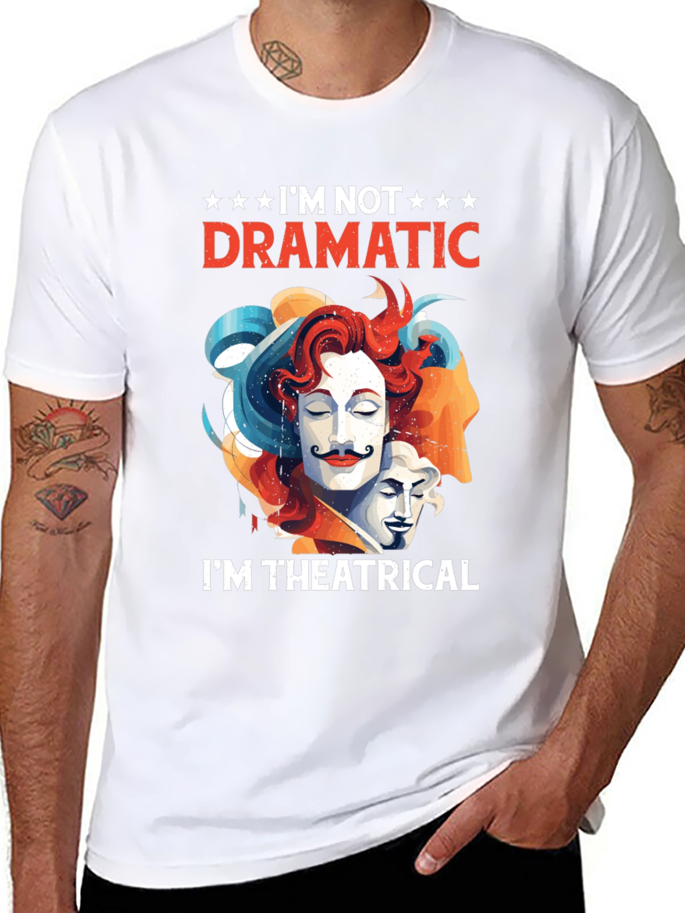 Theatrical Graphic Tee - Drama Mask T-Shirt
