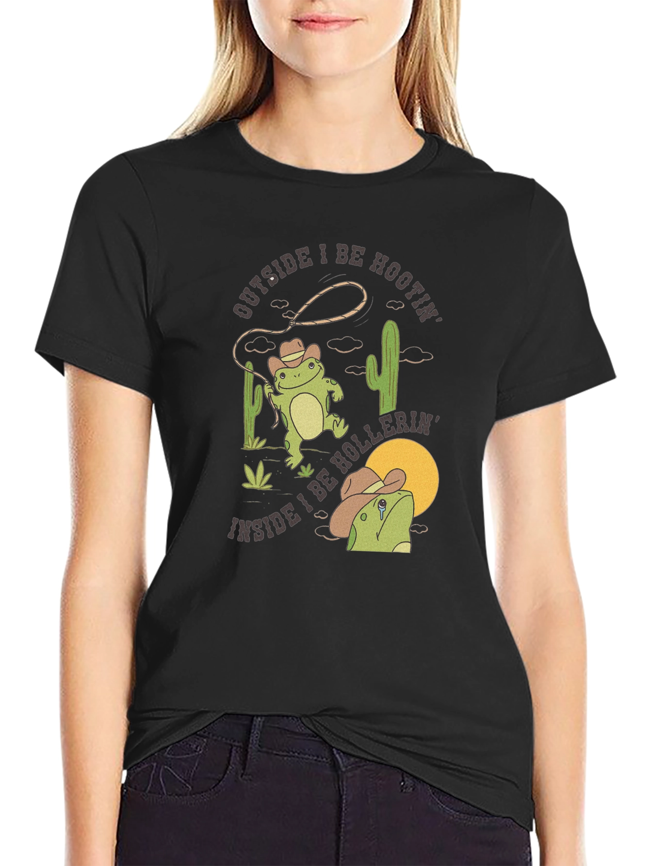 Cowboy Frog Graphic T-Shirt - Hootin and Hollerin