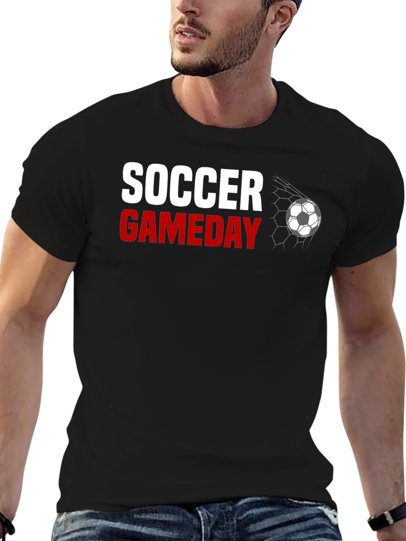 Soccer Gameday Graphic Tee - Black Cotton T-Shirt