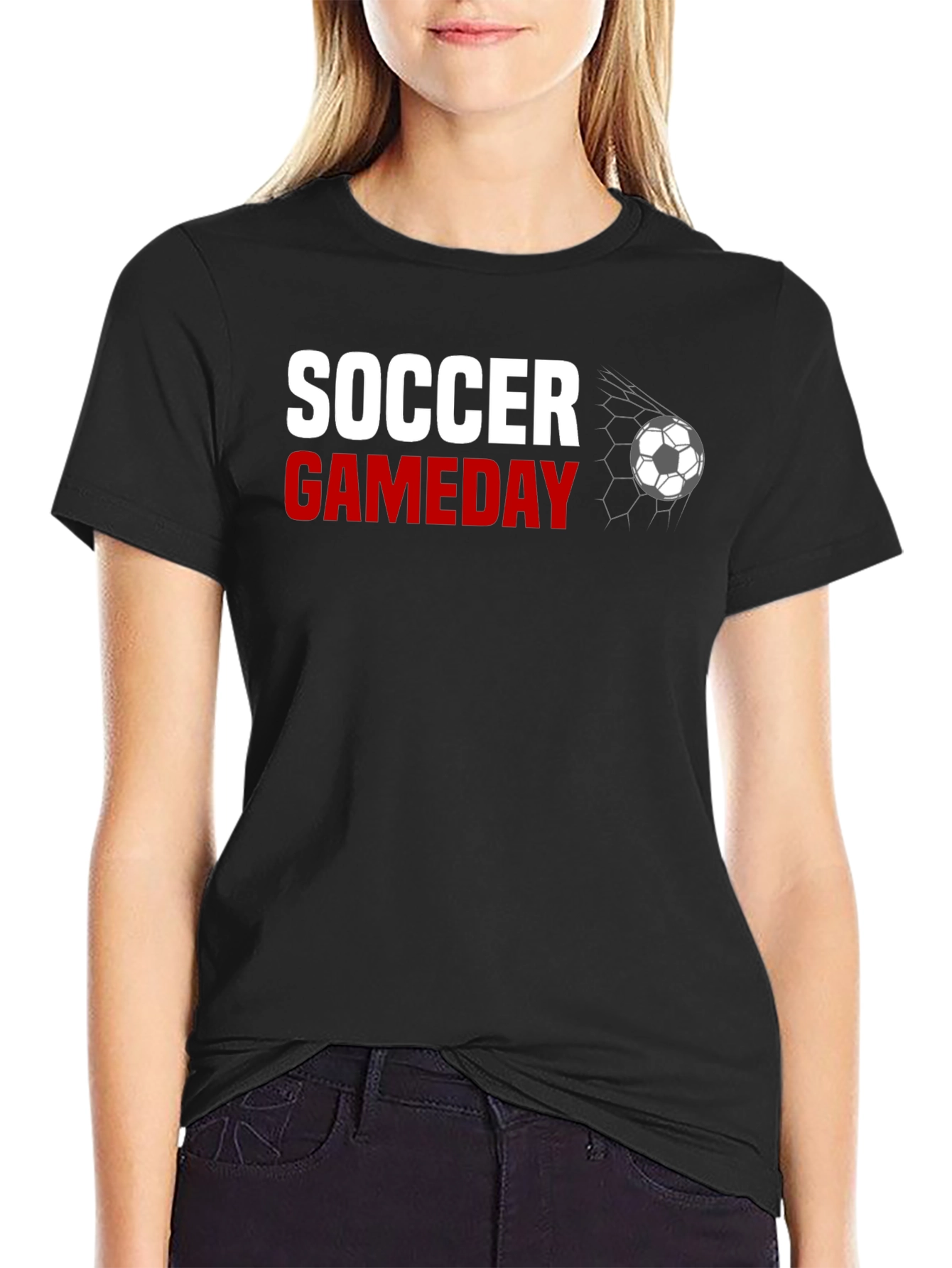 Soccer Gameday Graphic Tee - Black Cotton T-Shirt