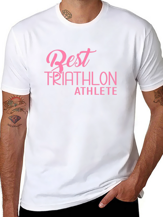 Best Triathlon Athlete Pink Graphic Tee