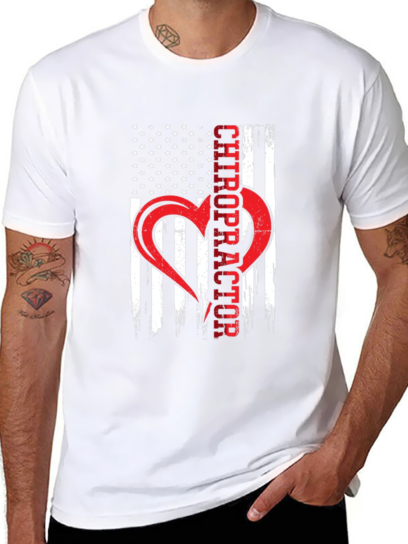 Chiropractor American Flag Heart T-Shirt