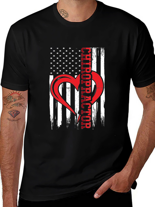 Chiropractor American Flag Heart T-Shirt