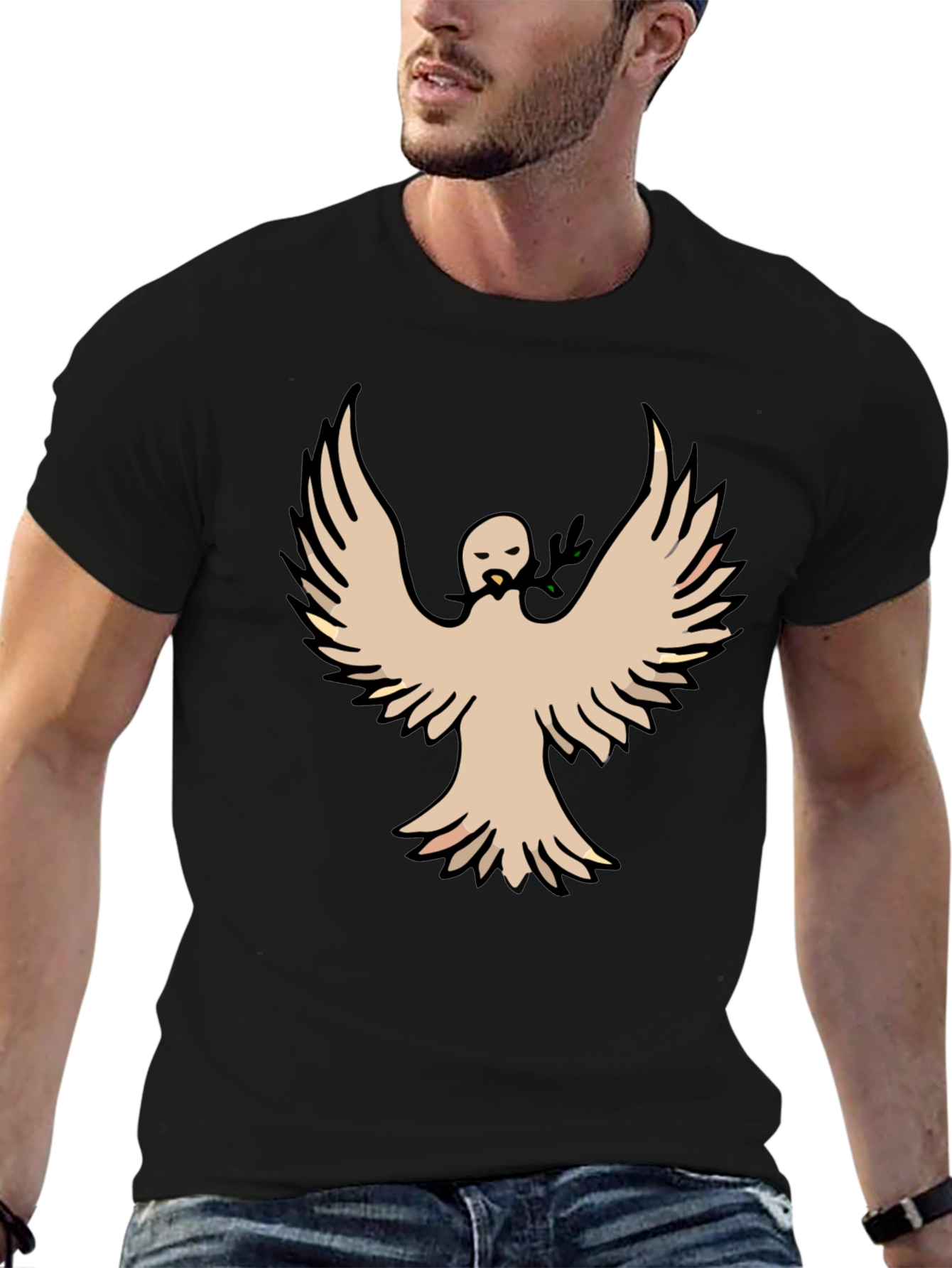 Peace Dove Graphic Tee - Black Cotton Blend