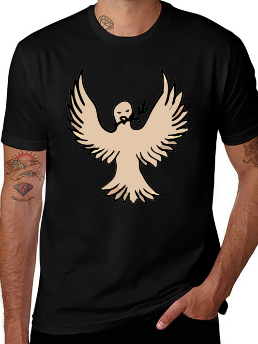 Peace Dove Graphic Tee - Black Cotton Blend