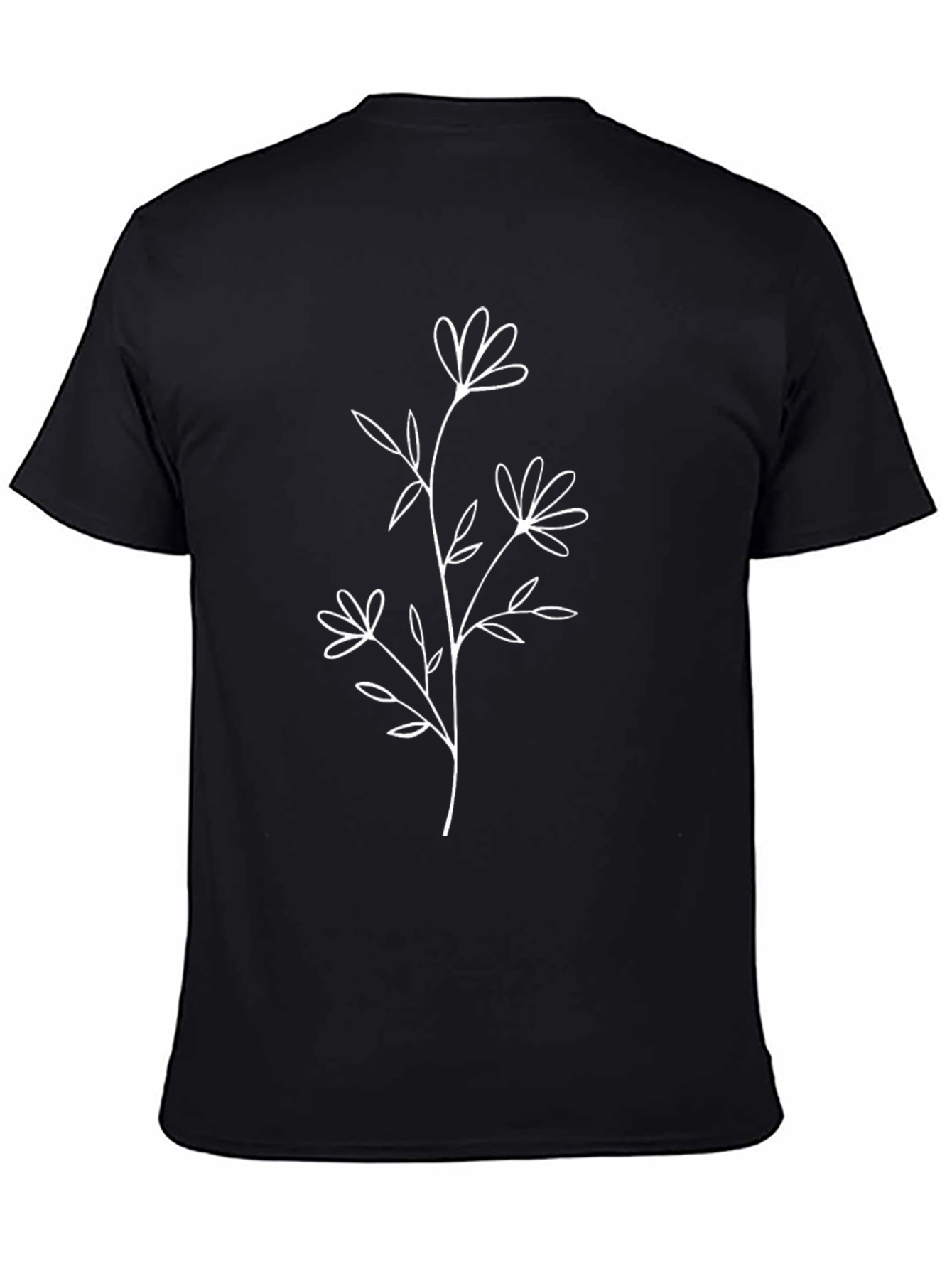 Minimalist Floral Black T-Shirt