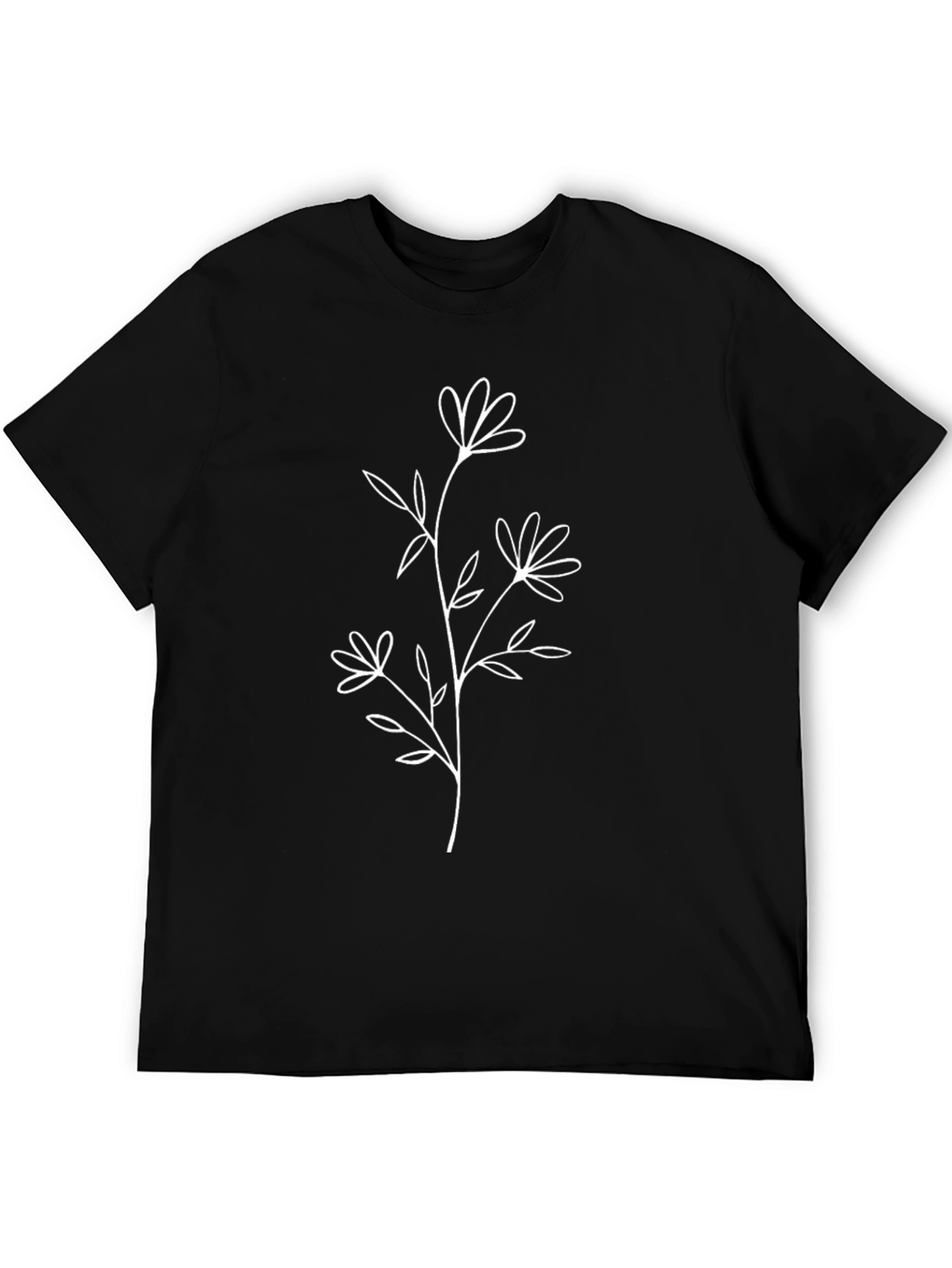 Minimalist Floral Black T-Shirt