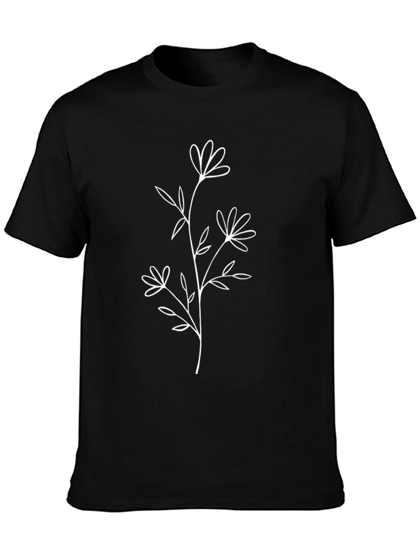 Minimalist Floral Black T-Shirt