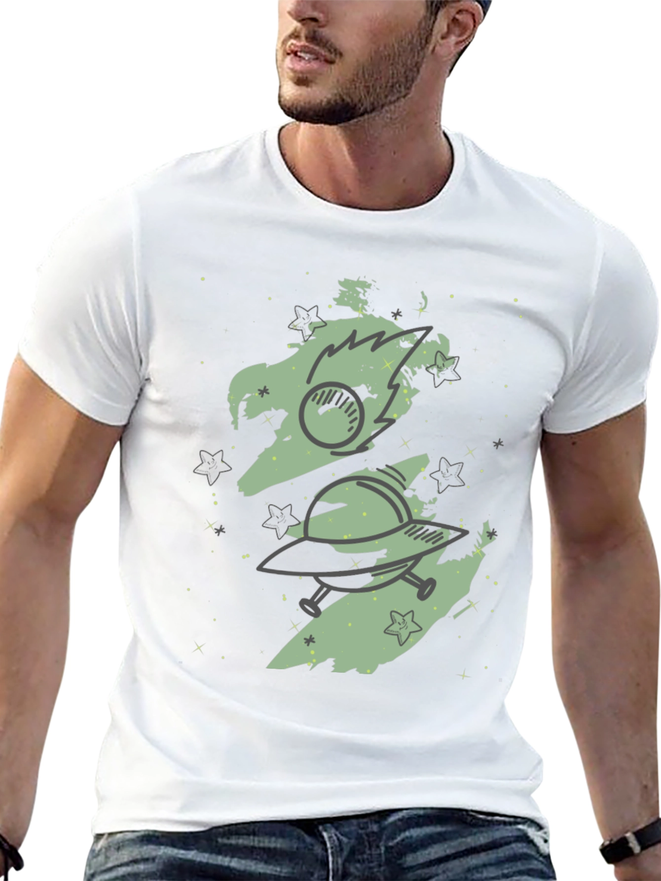 Space Adventure Graphic Tee - Black Cotton Blend